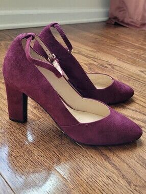 Cole Haan Kaelyn Pump in Wine Suede with Ankle Strap